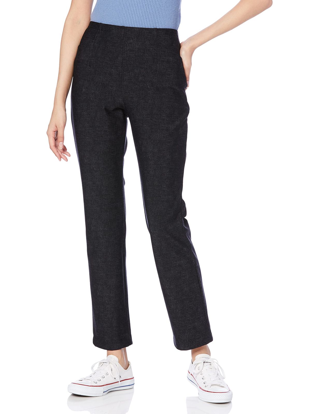 アリキ パンツ 裏起毛プリントストレートパンツ 股下72cm レディース 8765-72 ブラック デニム柄 L