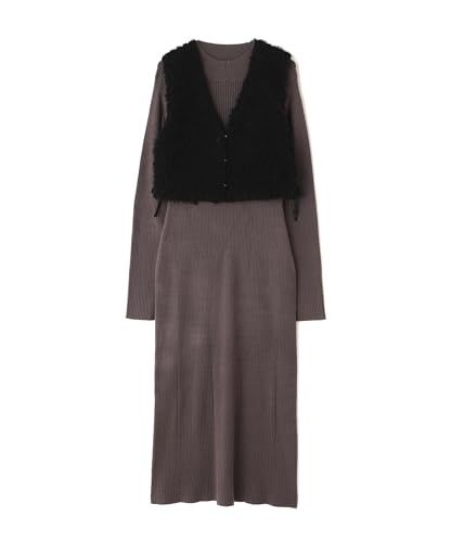 ナチュラルビューティーベーシック カジュアルドレス チュールベストニットワンピース レディース チャコール×クロ