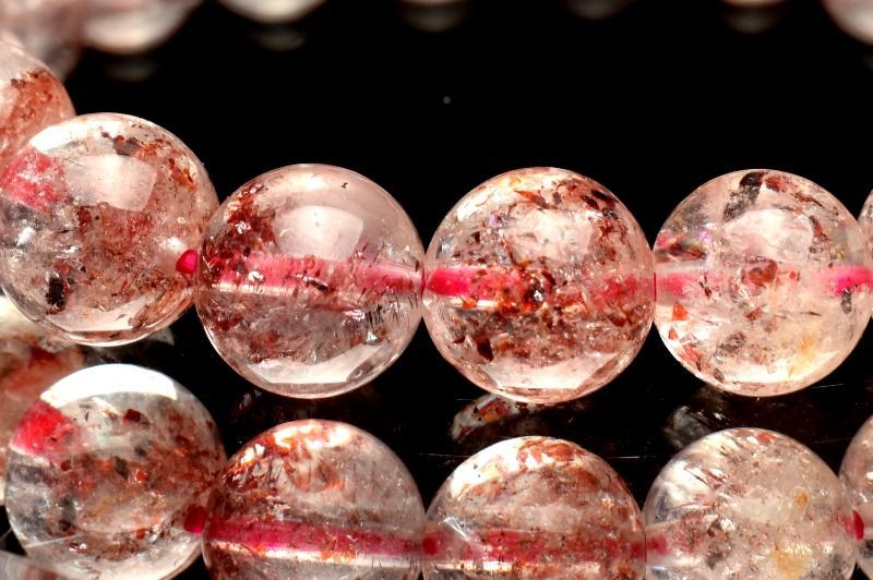 １点物 煌めきたっぷり内包 ストロベリークォーツ レピドクロサイトインクォーツ 8.5mm ブレスレット パワーストーン 天然石 _MC710