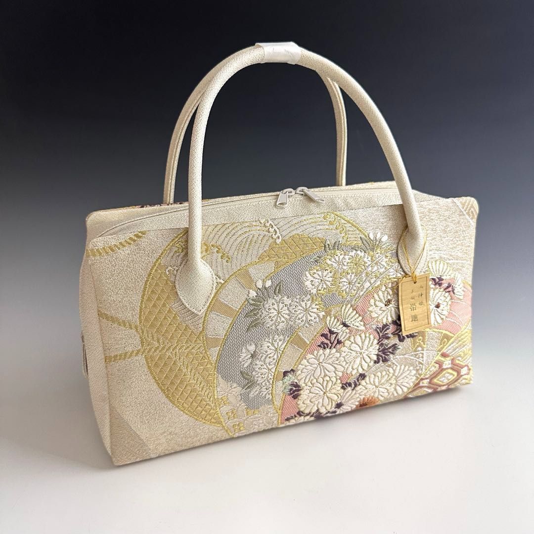 ●特別セール● お洒落 京都 西陣織 正絹帯地 使用 利休バッグ 25119