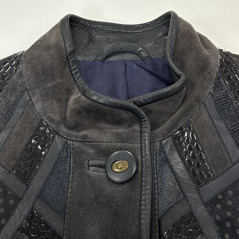 ヴィンテージ ZASPEL ドイツ製 レザー パッチワーク 異素材 切替 ポンチョ レディース 38 ISItems【USED】【古着】【中古】50143600