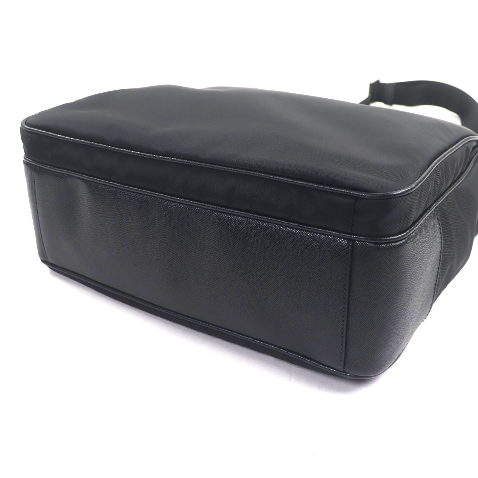 極美品▽PRADA プラダ 2VG032 ナイロン サフィアーノレザー