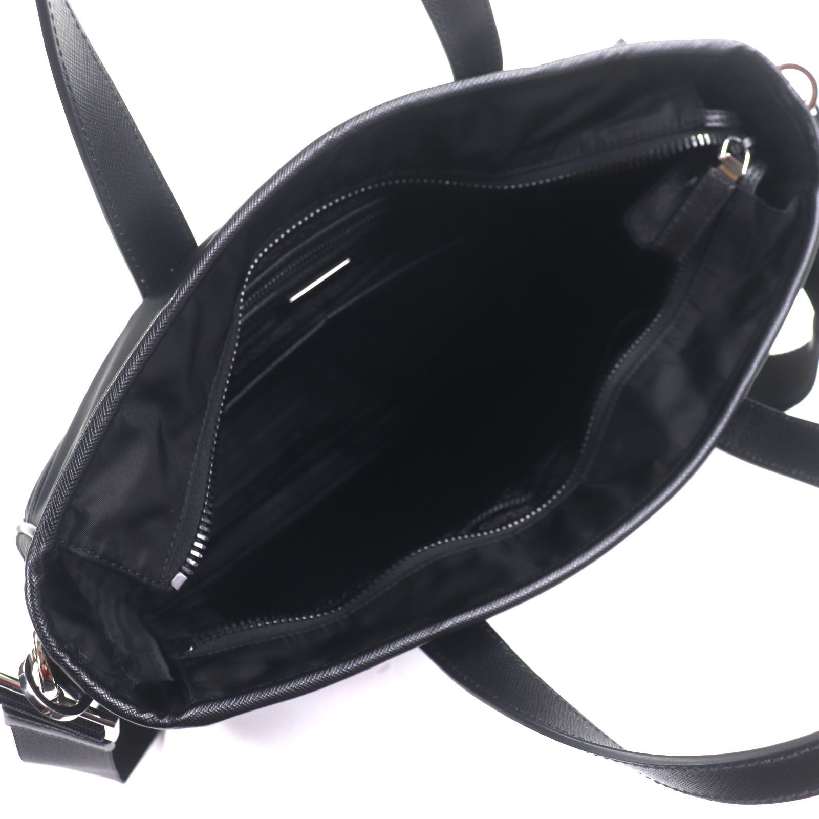 極美品▽PRADA プラダ 2VG032 ナイロン サフィアーノレザー