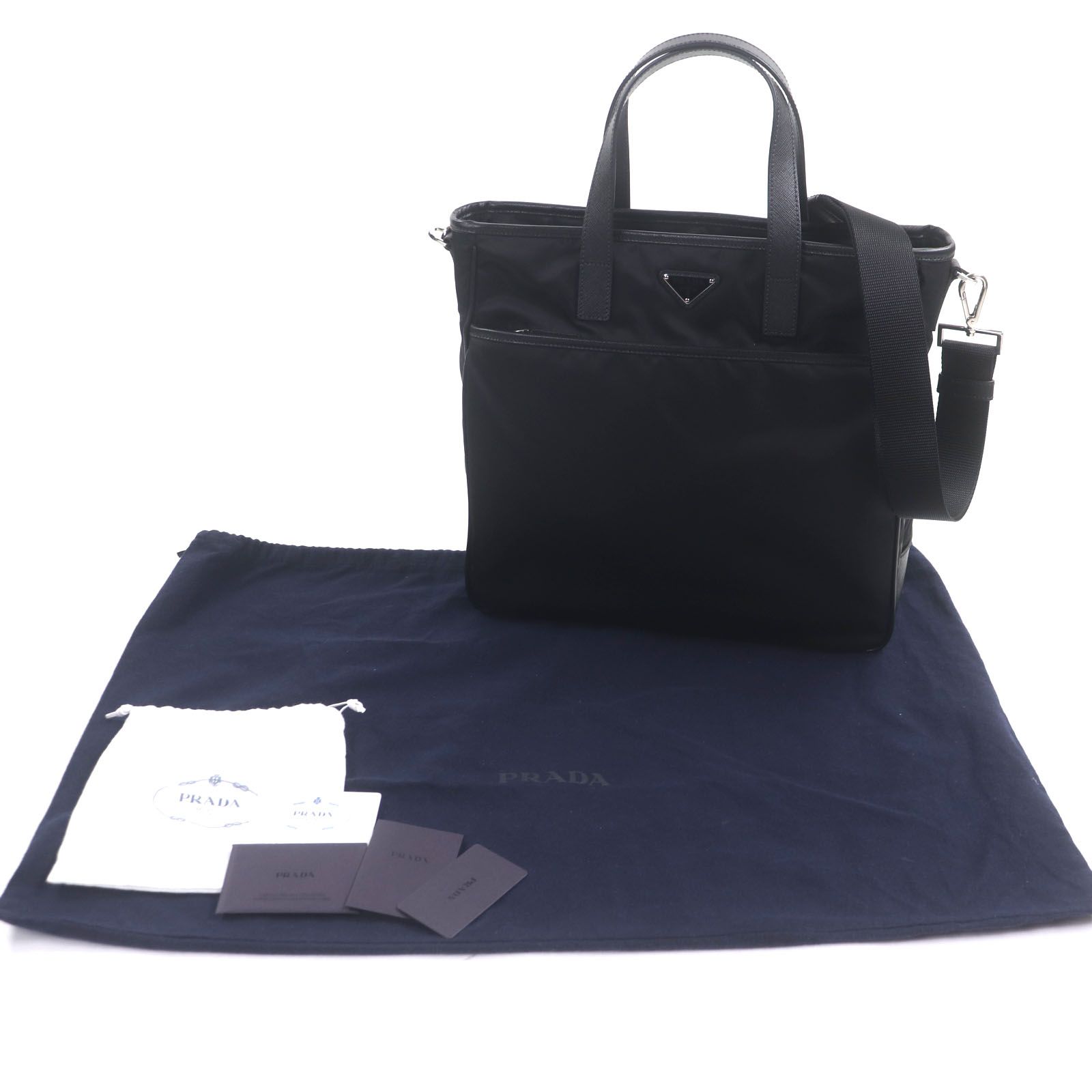 【極美品】プラダ ハンドバッグ トートバッグ ナイロン ブラック 三角ロゴ A4 PRADA（プラダ） 三角ロゴプレート ハンドバッグ トートバッグ B8993