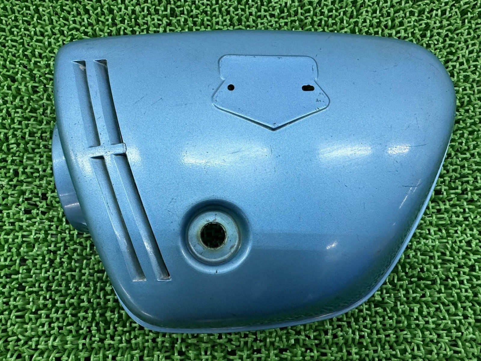 CB250エクスポート サイドカバー 左 青 ホンダ 純正 CB250E ドリームCB250 ペイント素材に 割れ欠け無し wN