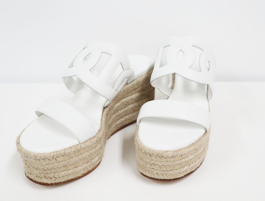 エルメス HERMES エスパドリーユ イテア 30 90380 ホワイト サイズ38 シェーヌ ダンクル 靴 サンダル