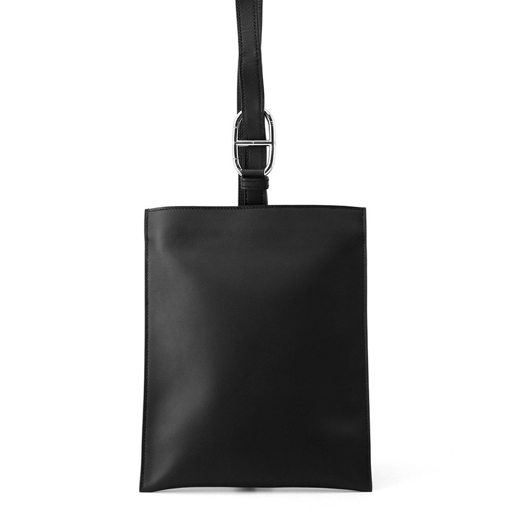 エルメス ボディバッグ ポルトフォイユ ポッシャンプリュス ブラック シルバー金具 スイフト W刻印 黒