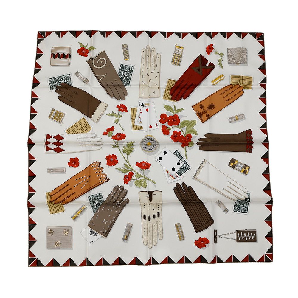 エルメス スカーフ カレ90 L Heure des Gants 手袋の時計 HERMES