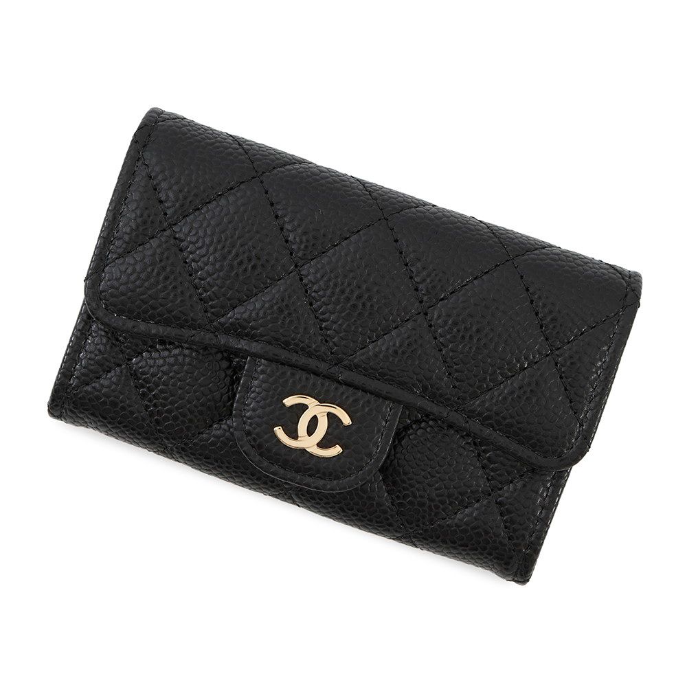 シャネル カードケース マトラッセ クラシックカードケース ココマーク キャビアスキン AP0214 CHANEL 名刺入れ 黒