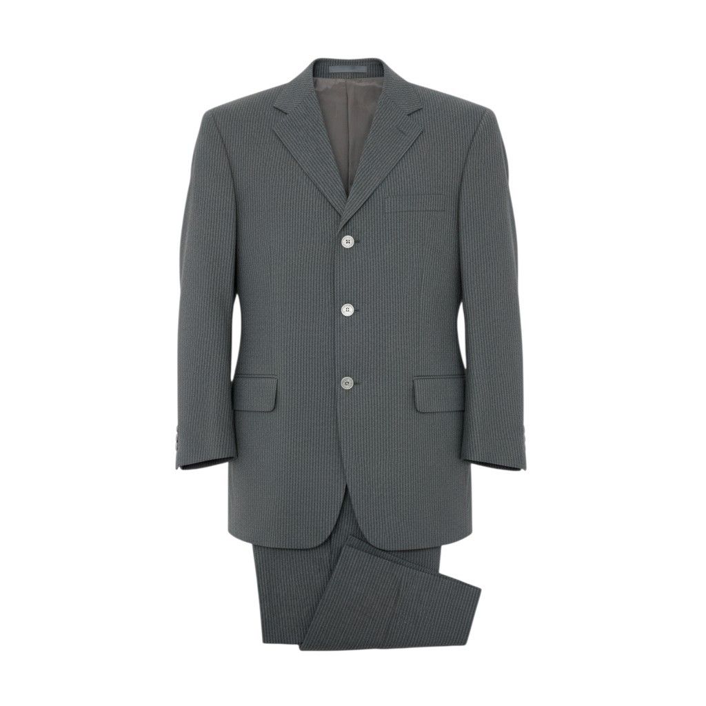 28k6 VERSACE COLLECTION ヴェルサーチ セットアップ スーツ ビジネス フォーマル 裏地総柄 ストライプ 48 グレー ウール メンズo07t