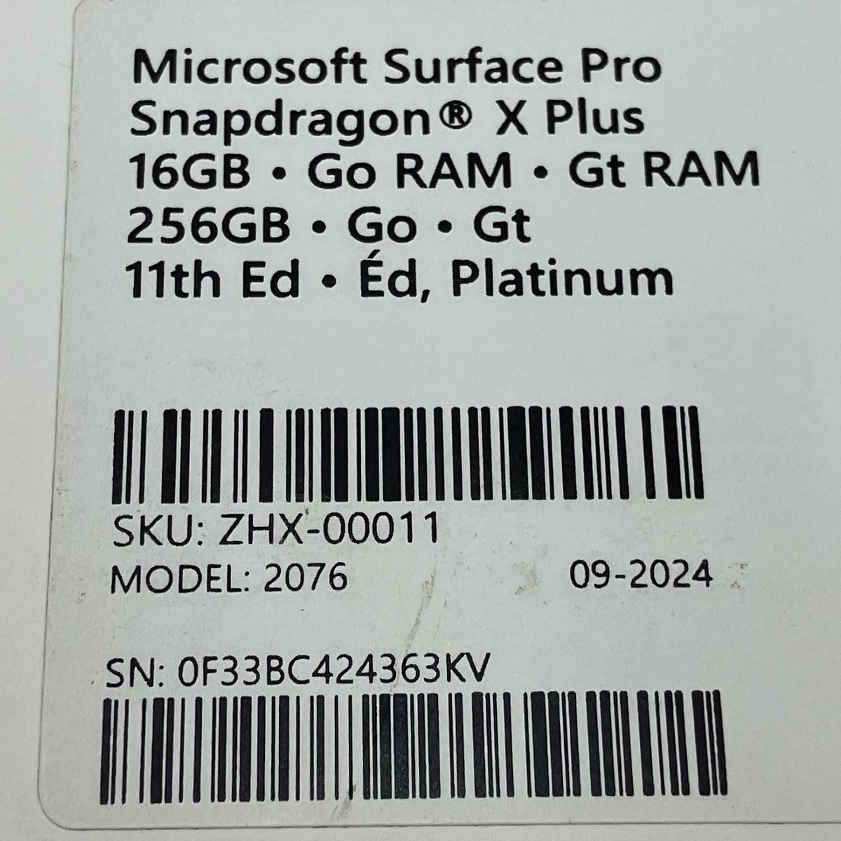  Microsoft Surface Pro 第11世代 タブレット PC 13型 Snapdragon X 10 core 3 4 GHz 16 GB SSD 256 Win 11 Home Windowsタブレット本体 タブレット