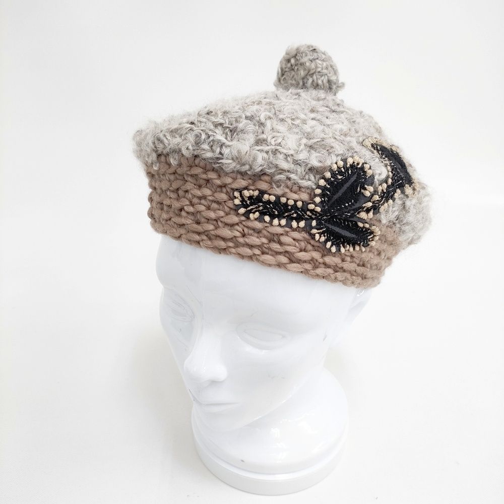 mina perhonen hitomi shinoyama sh0160 定価22000円 帽子 ベレー帽 ライトグレー レディース ミナペルホネン ヒトミ シノヤマ 5-1023T