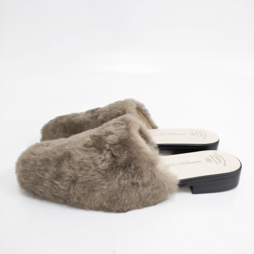 SHOES MOUTON SANDALS 24.5 cm ファー ムートン 定価52800円 サンダル ブラウン レディース ビューティフルシューズ 5-1023 T