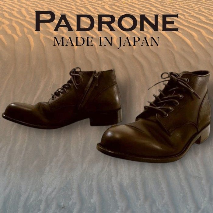 PADRONE パドローネ マッケイ製法 本革 牛革 BAGGIO CHUKKA BOOTS WITH SIDE ZIP バッジオ サイドジップ レザーブーツ チャッカブーツ 定価3.3万 ディープブラウン 050 30609t04