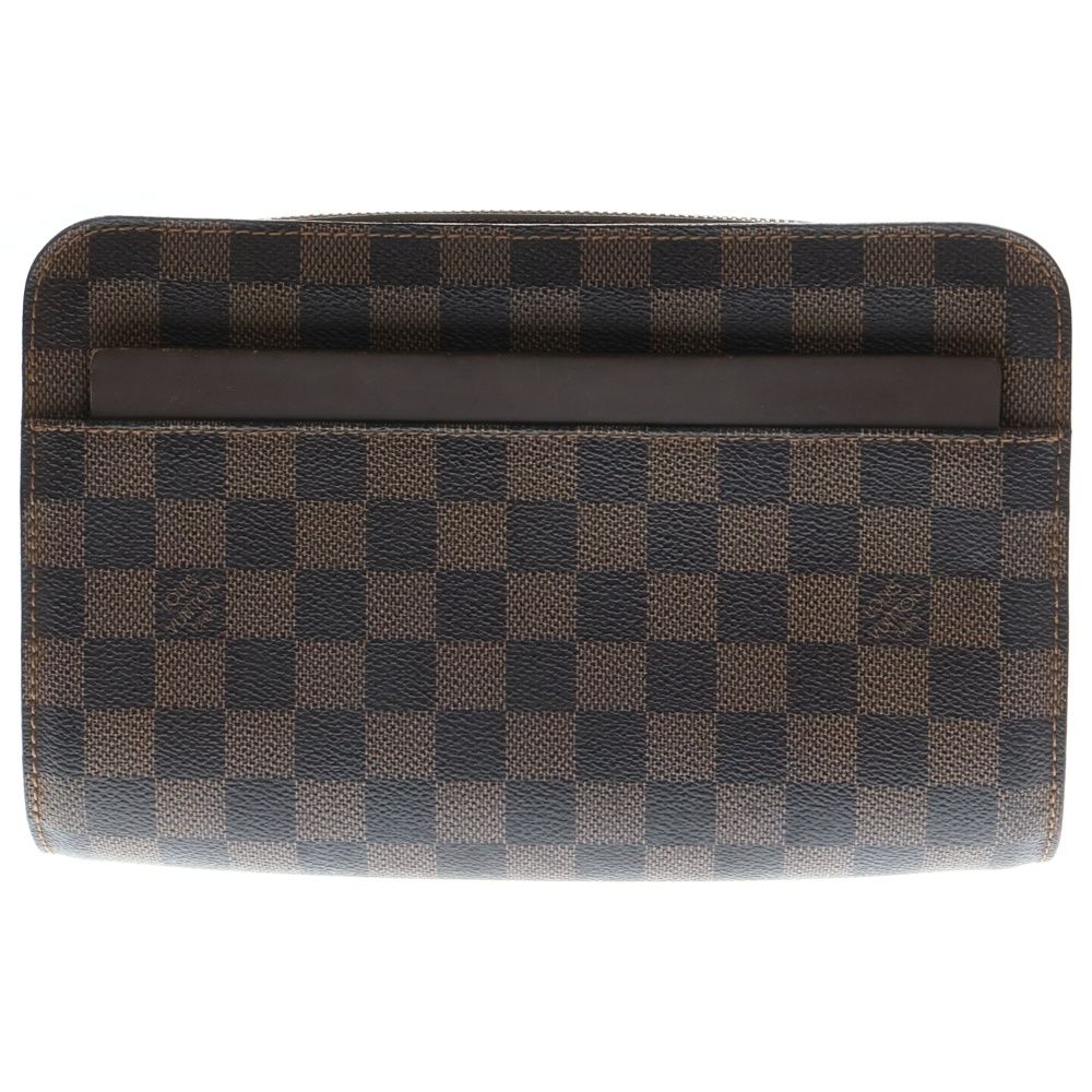 LOUIS VUITTON ルイヴィトン サンルイ ダミエ PVC レザー クラッチ セカンドバッグ ゴールド金具 ブラウン N51993