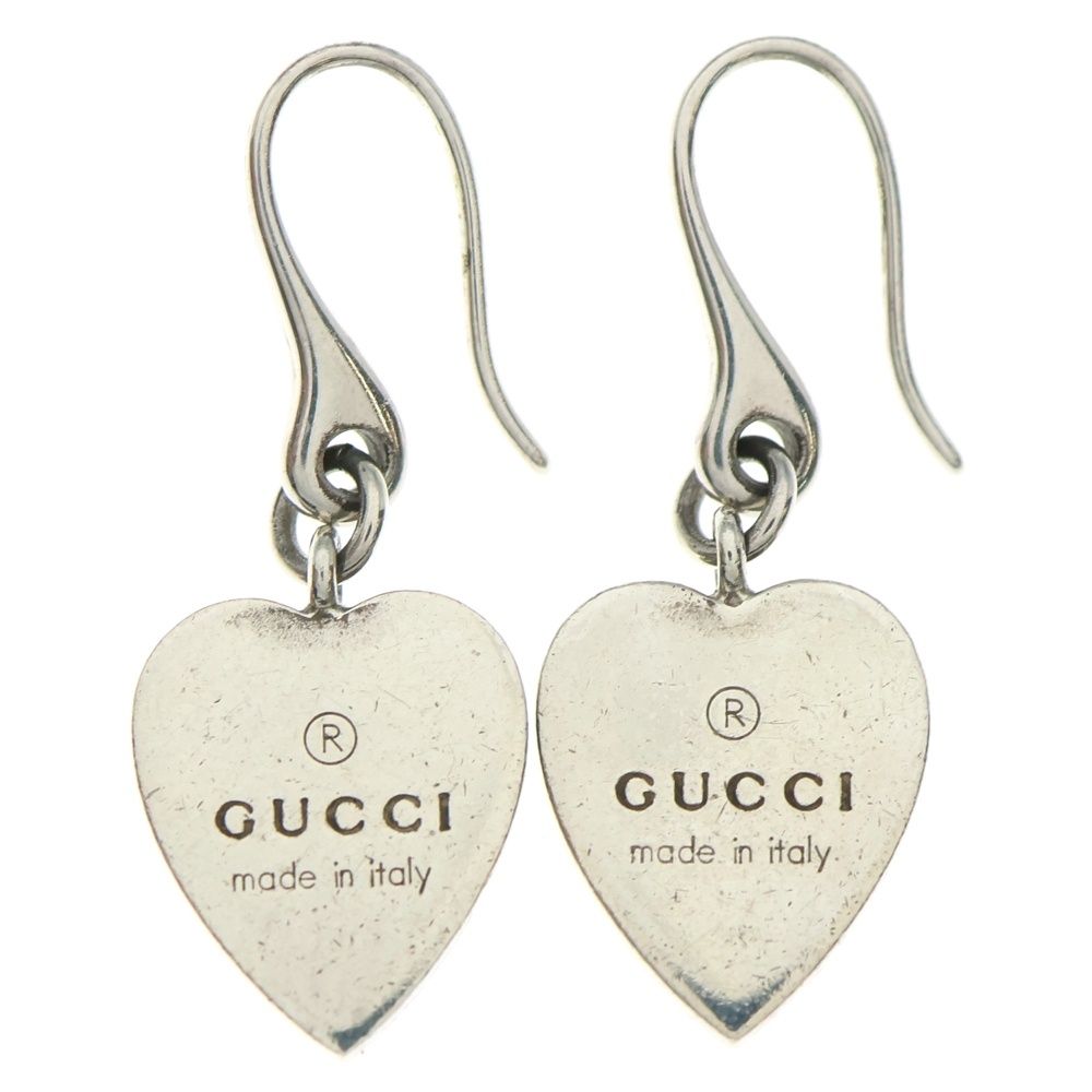 GUCCI グッチ ロゴ ハートプレート ドロップ ピアス Ag925 シルバー 223993
