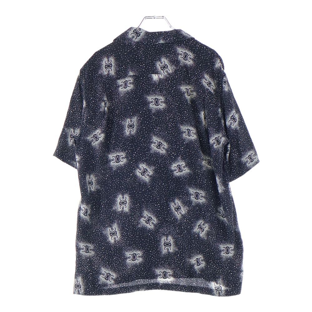 CELINE セリーヌ 24AW トリオンフ総柄 シルクオープン 半袖シャツ ブラック 2C946932W.38CE