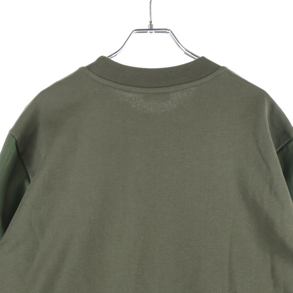 MONCLER モンクレール 22SS ロゴエンブロイダリー ナイロン ドッキング クルーネックスウェットトレーナー カーキ H10918G00039 WWW_KARIMZIABAT_FR