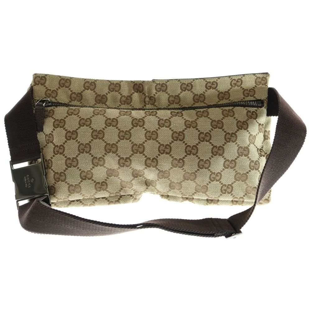 GUCCI グッチ GGキャンバス ウエストポーチ ボディバッグ ショルダーバッグ ブラウン×ベージュ シルバー金具 キャンバス×レザー 28566