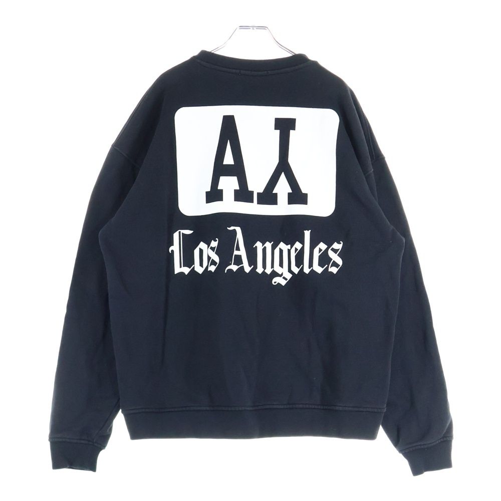ASKYURSELF アスクユアセルフ COLLEGE CREWNECK カレッジロゴ クルーネックスウェットトレーナー ブラック イエロー