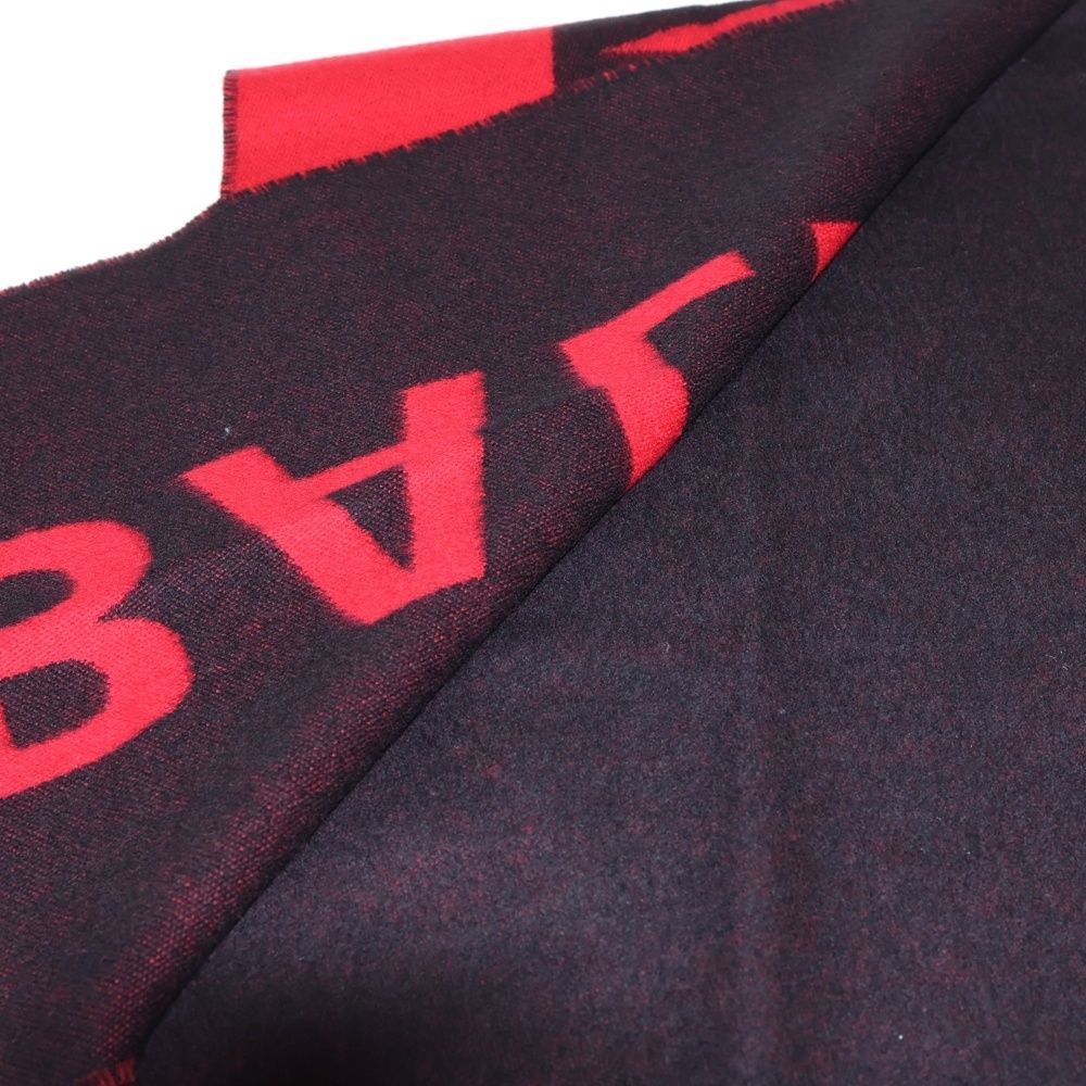  BALENCIAGA バレンシアガ ロゴ バイ ウール マフラー ブラック レッド その他 メンズ
