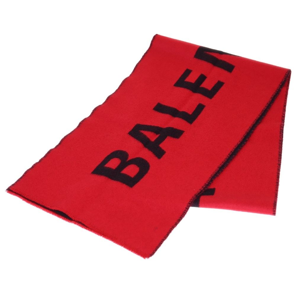 BALENCIAGA バレンシアガ ロゴ バイ ウール マフラー ブラック レッド