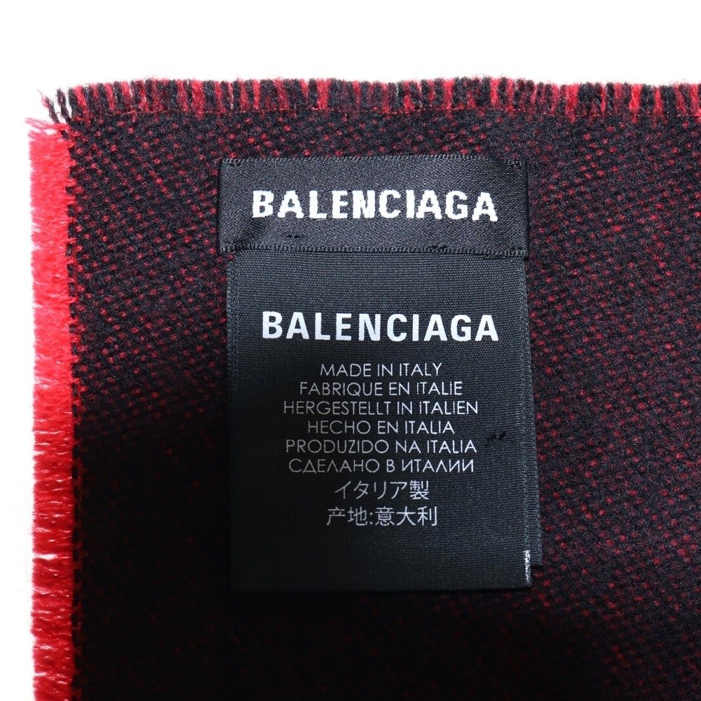 BALENCIAGA (バレンシアガ) ロゴ バイカラー ウール マフラー ブラック