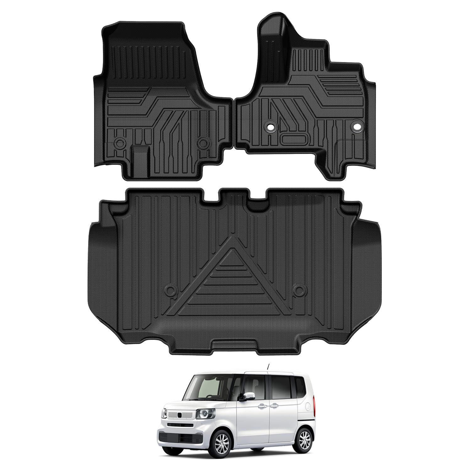 Virauto ホンダ N-BOX JF 5 6 JOY 3 D フロアマット 1列目用-2列目用 エヌボックス 3代目 カスタム ジョイ 設計 トランクマット カーマット TPE 滑り止め 防水 キズ-汚れ防止 耐摩擦 取