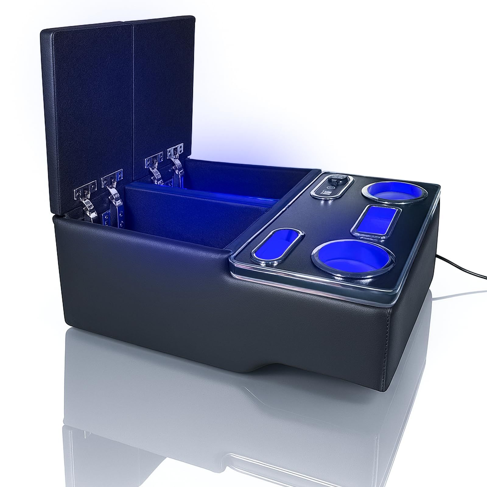 ハイエース200系DX コンソールボックス LEDアンビエント搭載 USB充電ポート付き 7区画収納 2004年8月～対応 小物収納モデル