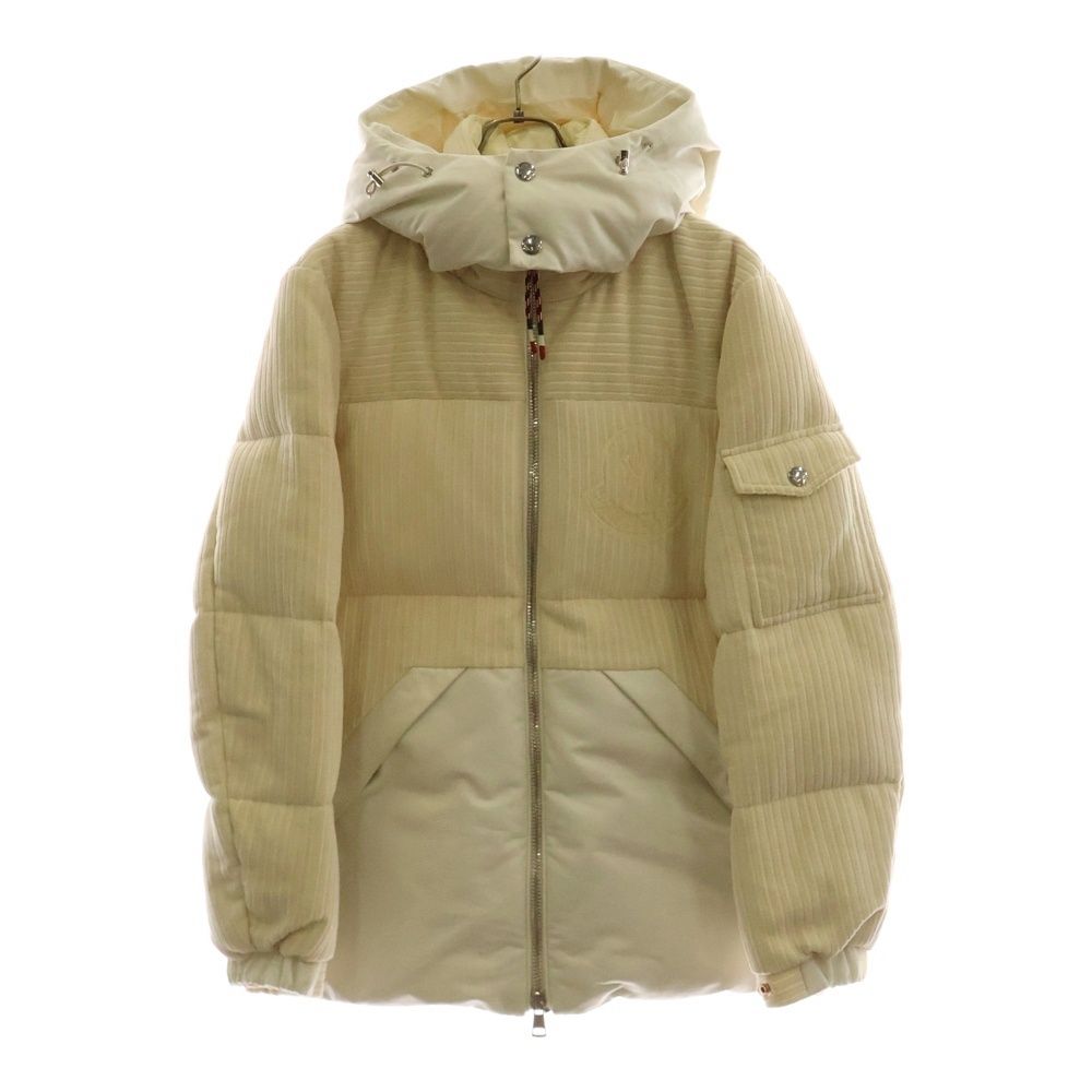 MONCLER モンクレール 20AW BAIKAL バイカル ロゴ刺繍 コーデュロイ キャンバス フーデッド ジップアップ ダウンジャケット ベージュ ホワイト F20921A52110 V0145