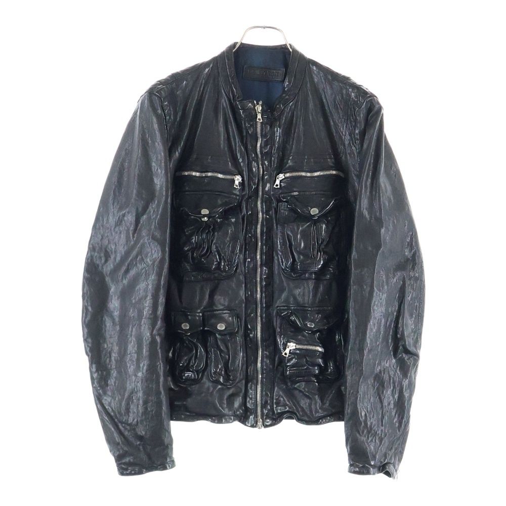 Neil Barrett ニール バレット シワ加工 レザージャケット ジップアップジャケット ブラック