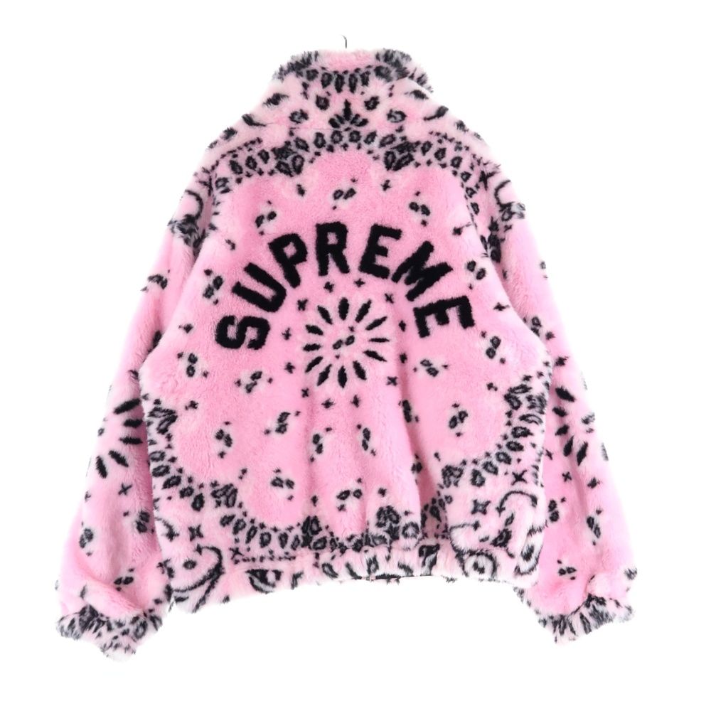 SUPREME シュプリーム 21SS Bandana Faux Fur Bomber Jacket バンダナ ファー ボンバー アーチロゴ ジャケット ピンク