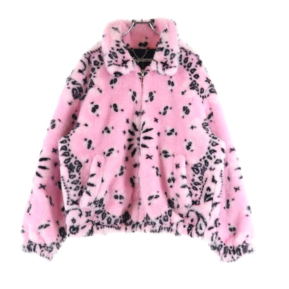 SUPREME シュプリーム 21SS Bandana Faux Fur Bomber Jacket バンダナ ファー ボンバー アーチロゴ ジャケット ピンク