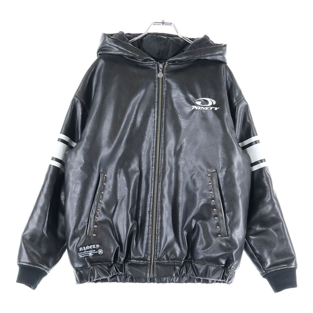 9090 ナインティナインティ ロゴ刺繍 レザージャケット ブラック NN1871