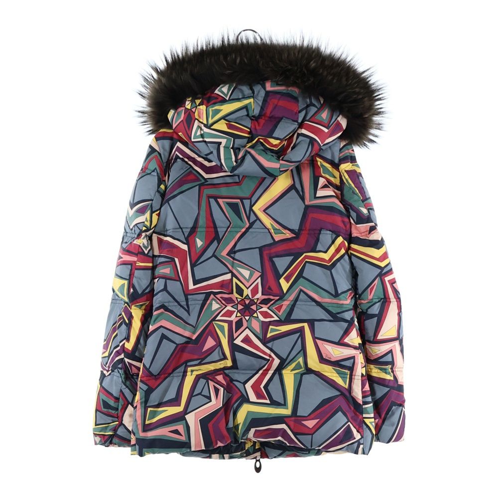 EMILIO PUCCI エミリオプッチ 総柄 ナイロン ファーフーデッド ダウンジャケット マルチ レディース 96YB03