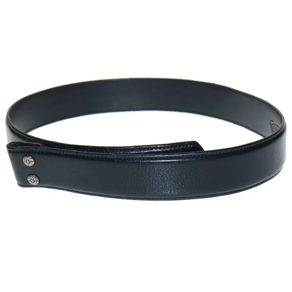 CHROME HEARTS クロムハーツ 1.5 STRAP 1.5inch スクロールレーベルリベッツ レザーベルト ブラック