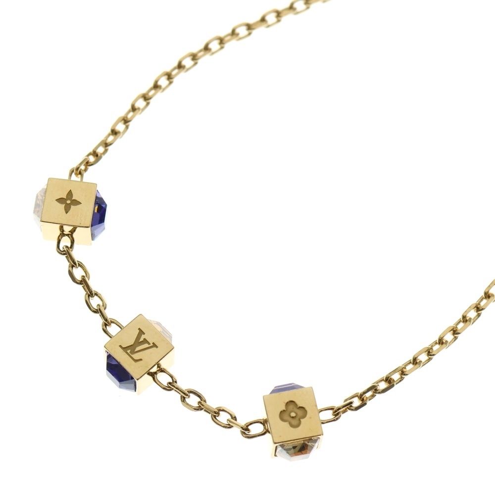 LOUIS VUITTON ルイヴィトン コリエ ギャンブル チェーン ネックレス クリスタル ゴールド M 65096