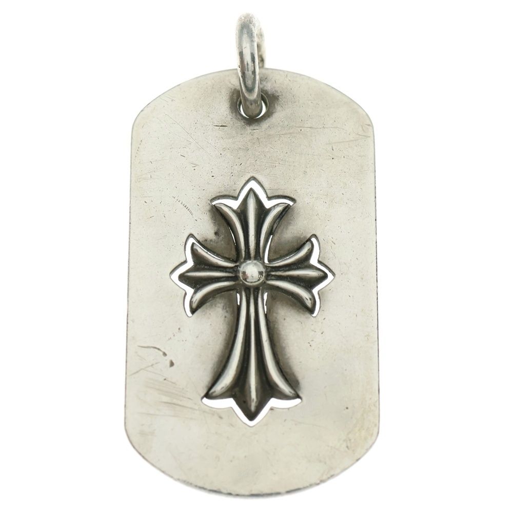 CHROME HEARTS クロムハーツ D TAG LRG TNY CRS カットアウトタイニーCHクロス ラージドッグタグ ネックレストップ シルバー