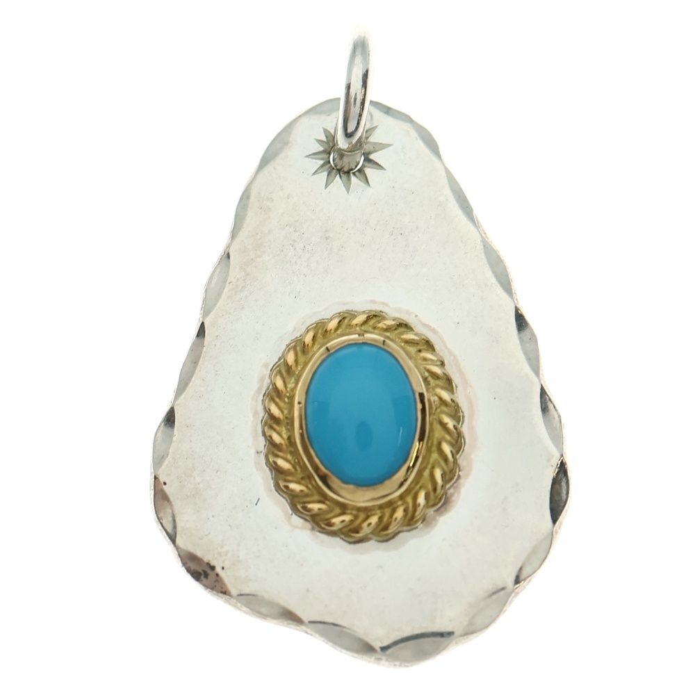 goro s ゴローズ 金縄ターコイズ印台メタル ペンダントトップ シルバー ゴールド