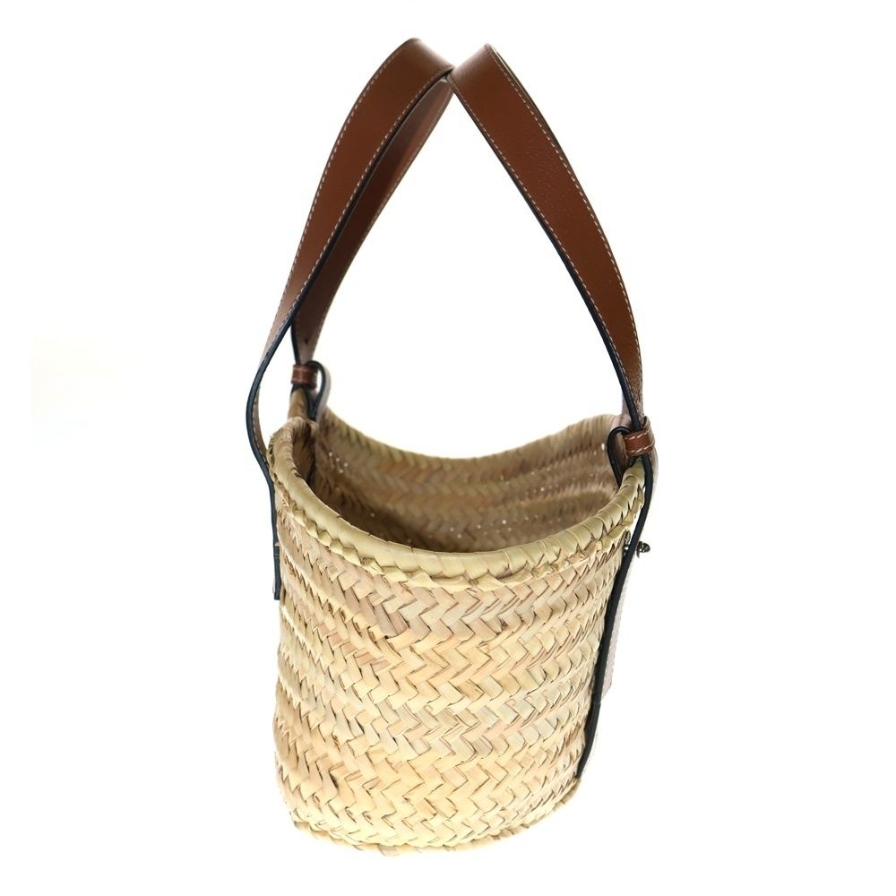 ブラウン×ベージュ ラフィア×レザー