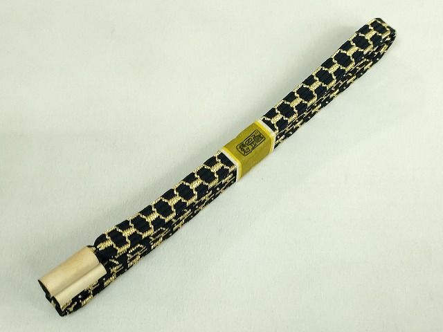 平和屋本店 上 有職組紐道明 帯締め 亀甲組 濃い紺色地 金糸 宮内庁御用 国立博物館御用 東京芸術大学御用 DZAA11389kh5