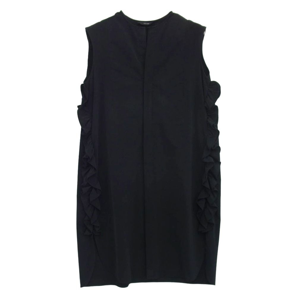 YOKO CHAN ヨーコチャン YCD-221-768 Side Ruffle Dress サイドフリル ロングシャツ ノースリーブ ワンピース ブラック系 36