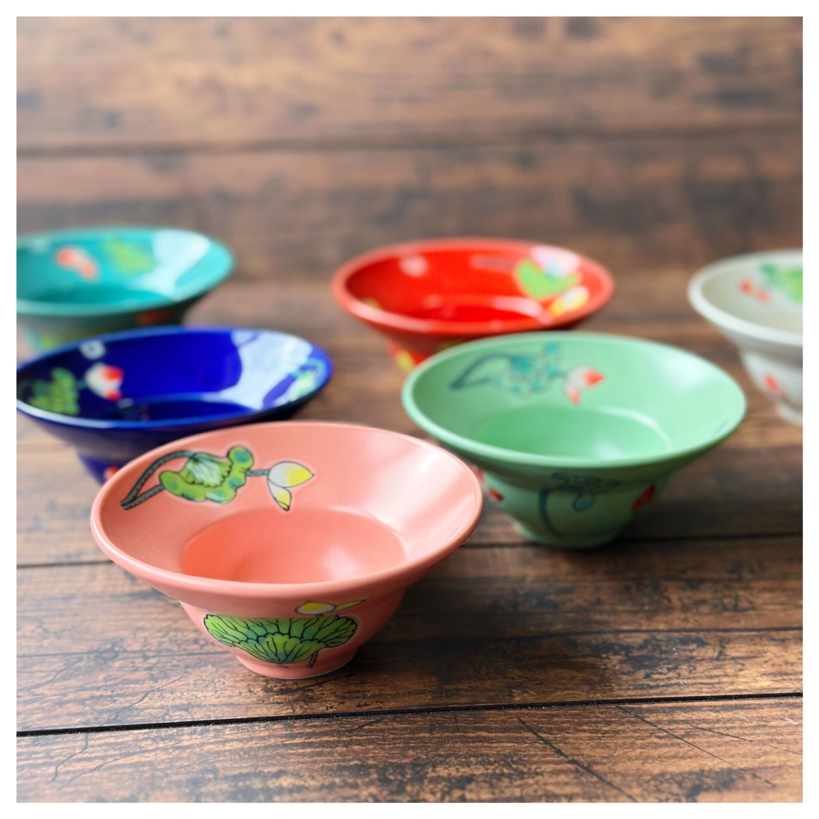 ベトナムのバッチャン焼き 蓮柄鉢ボウル6枚