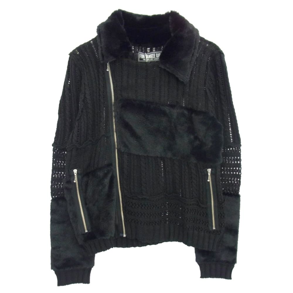 HYSTERIC GLAMOUR ヒステリックグラマー フェイクファー ジップアップ ニット ジャケット ブラック系 上