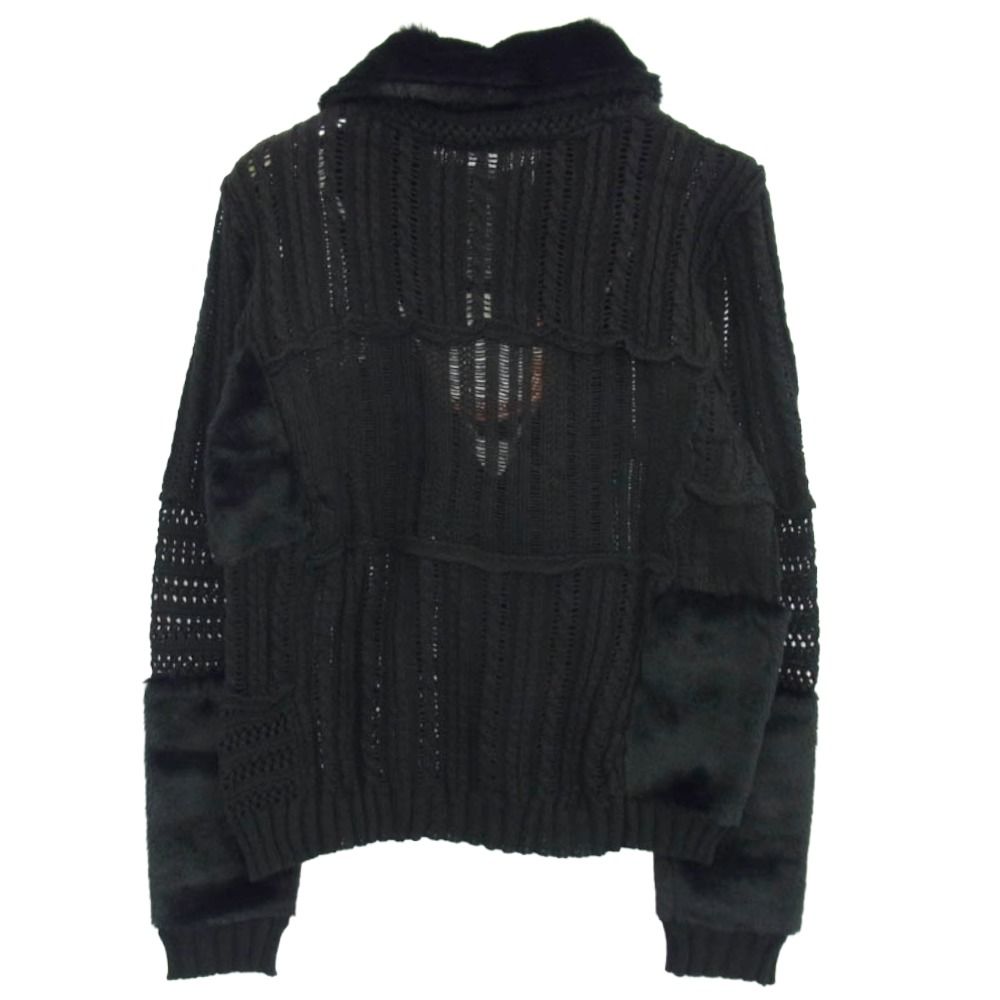 HYSTERIC GLAMOUR ヒステリックグラマー フェイクファー ジップアップ ニット ジャケット ブラック系 上