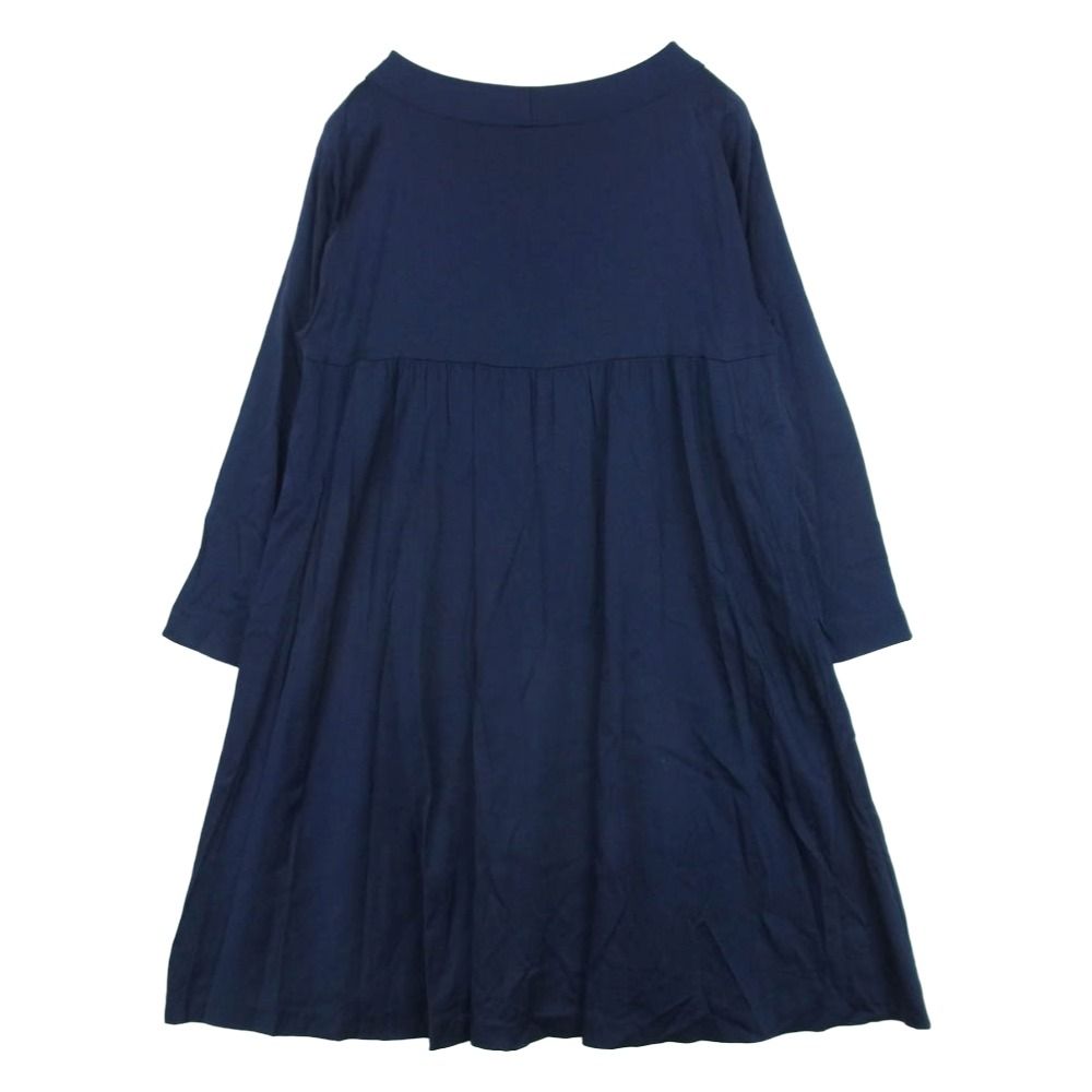 DRIES VAN NOTEN ドリスヴァンノッテン レーヨン オフネック 長袖 ロング ドレス ワンピース ネイビー系 36