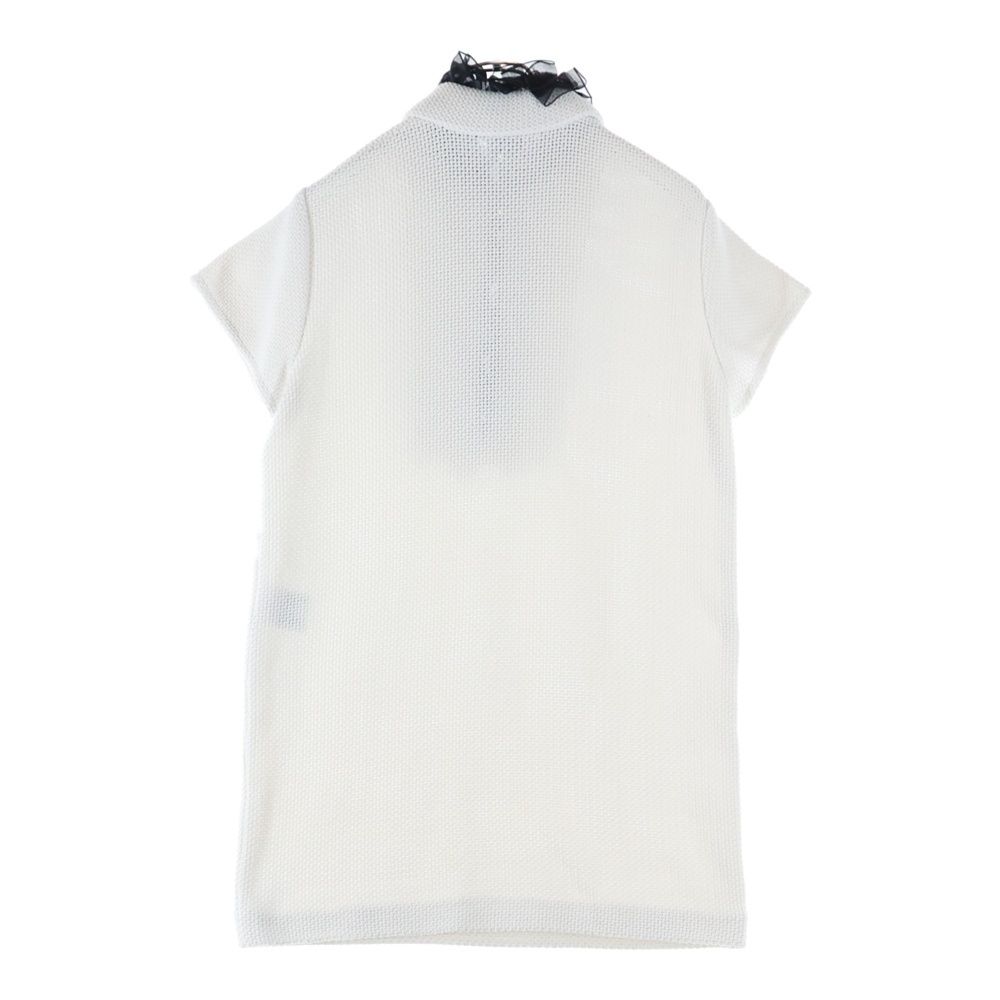 CHANEL シャネル ココマークボタン コットンニット フリル 半袖 ミディアムワンピース ホワイト ブラック レディース P71969V63611