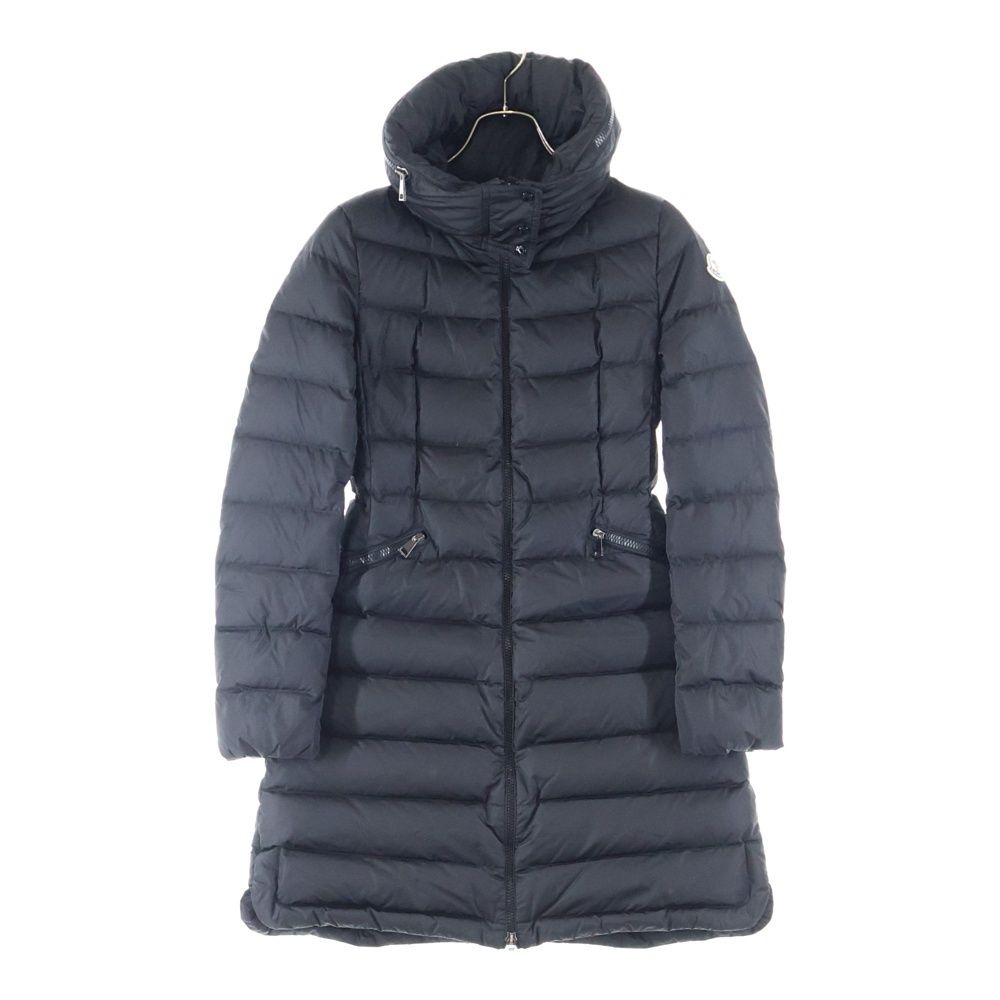 MONCLER モンクレール 17AW FLAMMETTE フラメッテ ワッペンロゴ フーデッド ジップアップ ダウン ロング ジャケット コート ブラック レディース C20934993105 54155