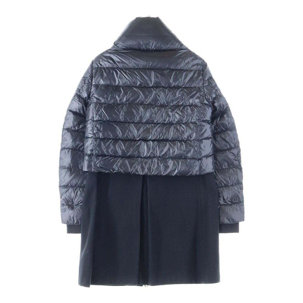 HERNO ヘルノ レイヤードデザイン ウール切り替え ジップアップ ダウン ロング ジャケット ブラック レディース