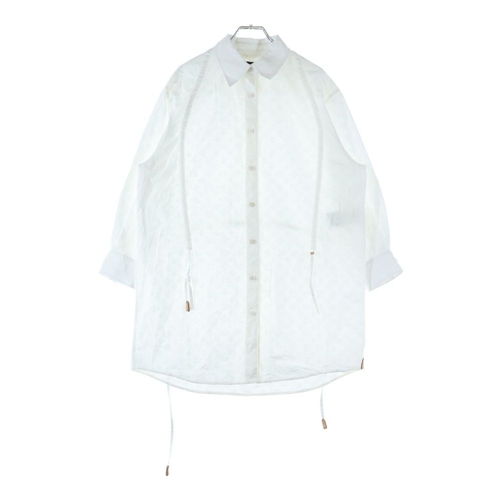 LOUIS VUITTON ルイヴィトン 25AW モノグラム 総柄 カットオフ ドローストリング ロングスリーブ 長袖シャツ ホワイト RW252WW AQV FTTP25